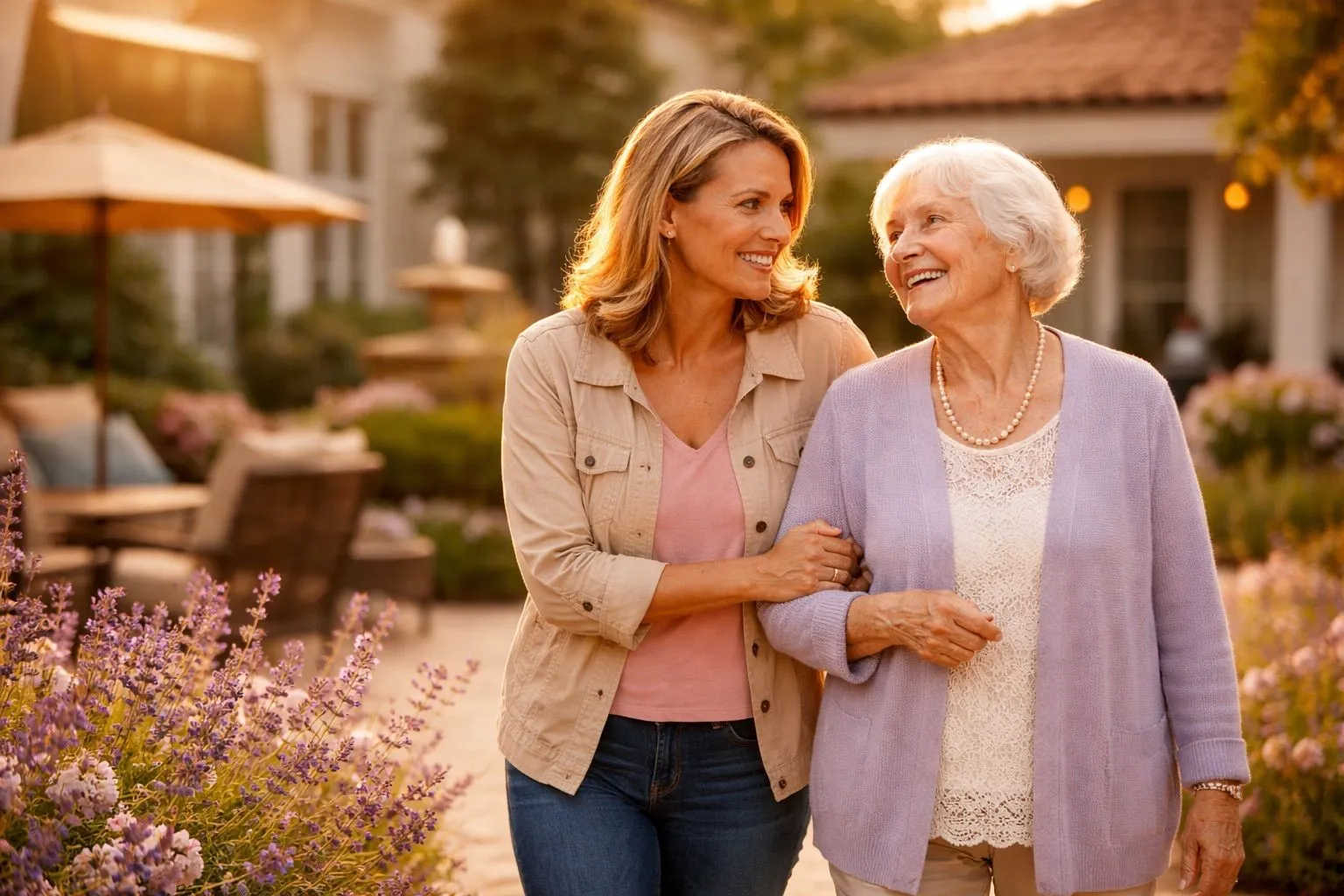 Caring senior care placement specialist helping families